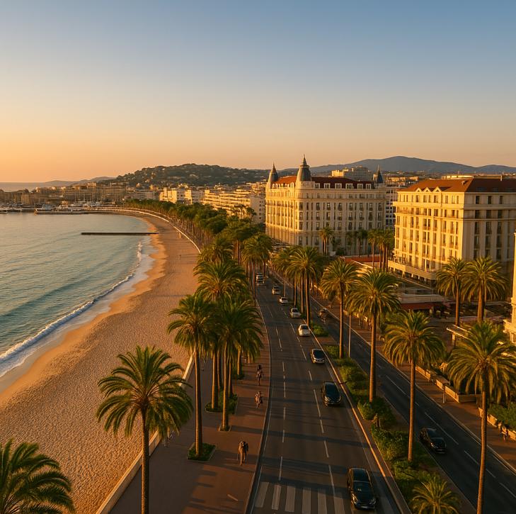 Vue de la baie de Cannes et de la Croisette depuis les hauteurs