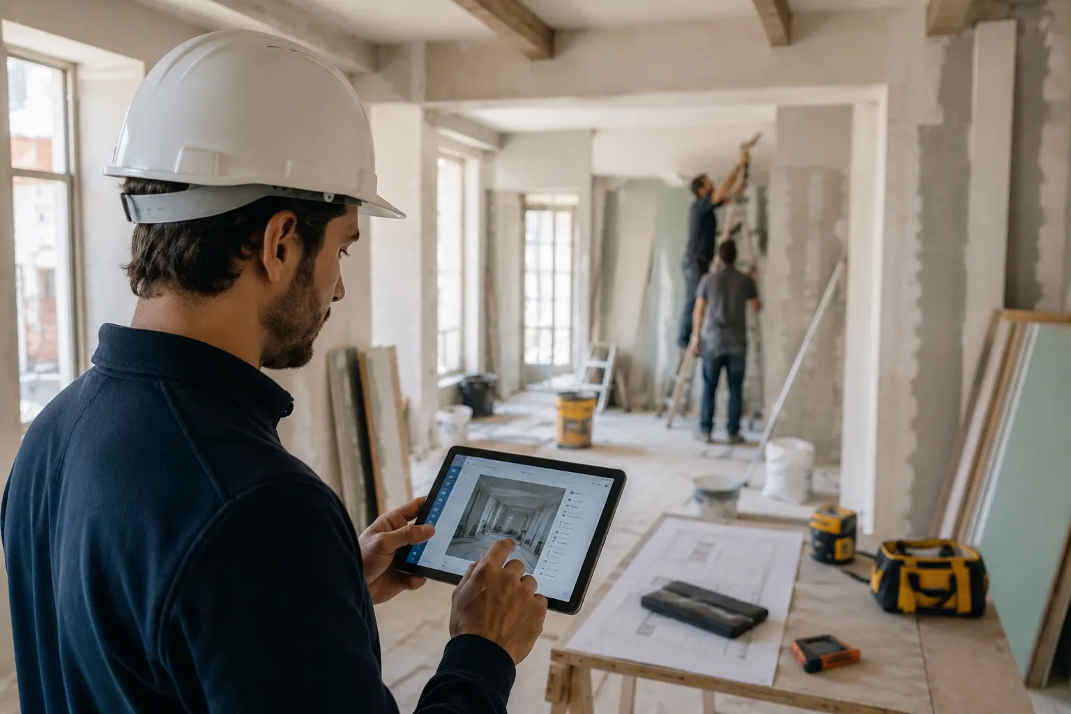 Suivi digital d’un chantier de rénovation sur tablette