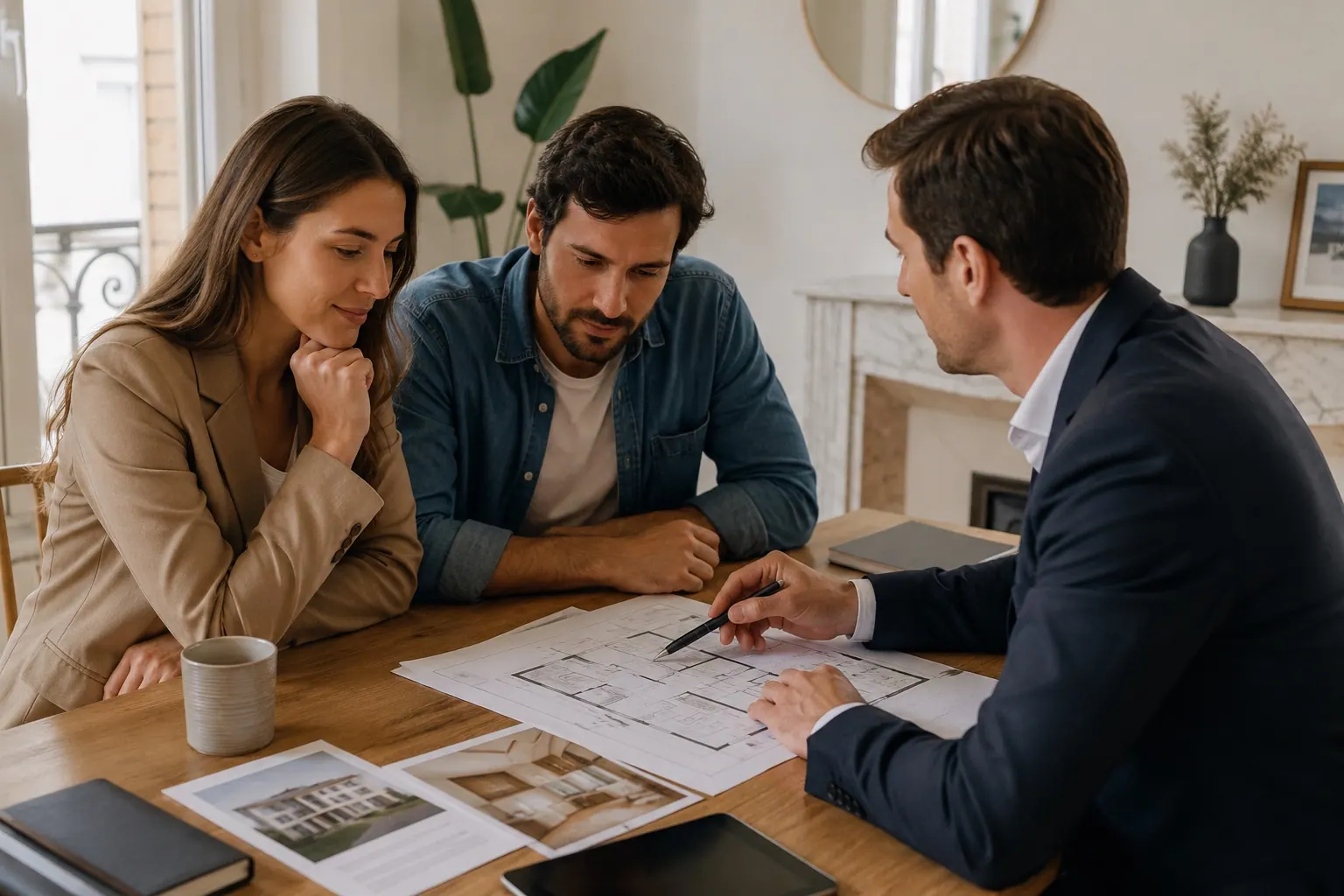 Investisseurs et conseiller Vestizy étudiant un plan de projet